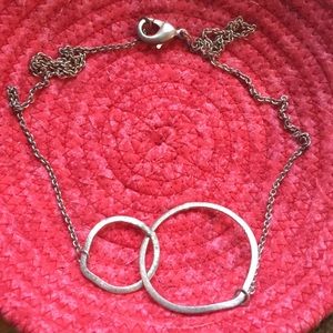 Brushed silver interlocking circles necklace